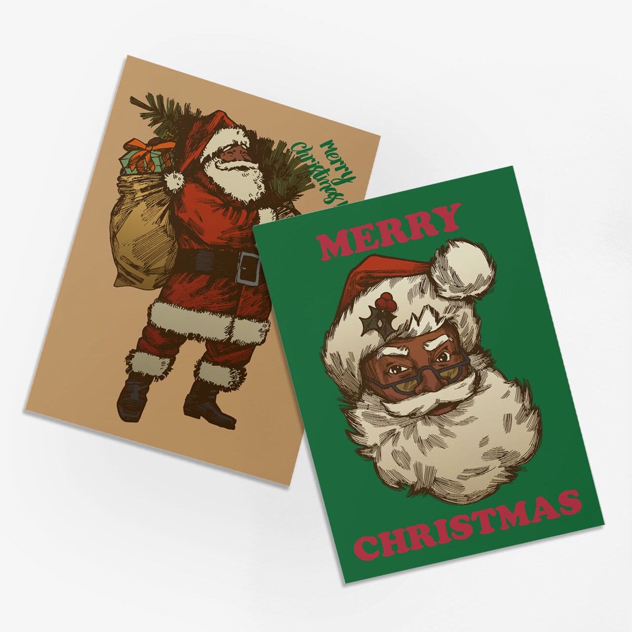 Santa Christmas Cards - 24-Pack Holiday Greeting Cards with 2 Classic Santa Designs, Perfect for Sharing Merry Christmas Wishes with Family and Friends, Blank Inside for Personalized Messages - Festive and Traditional Holiday Stationery